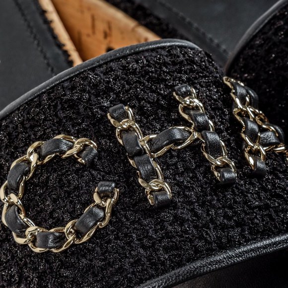 Chanel 21C Tweed Chain Letter Slides - Picture 8 of 12